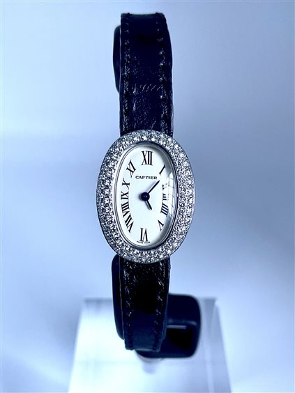 Besozzo - Via XXV Aprile 49 - Orologio Cartier Donna Baignoire in Oro bianco CARTIER BAIGNOIRE MINI ORO BIANCO DIAMANTI FACTORY 2369 QUARZO - CARTIER BAIGNOIRE MINI ORO BIANCO DIAMANTI FACTORY 2369 QUARZO